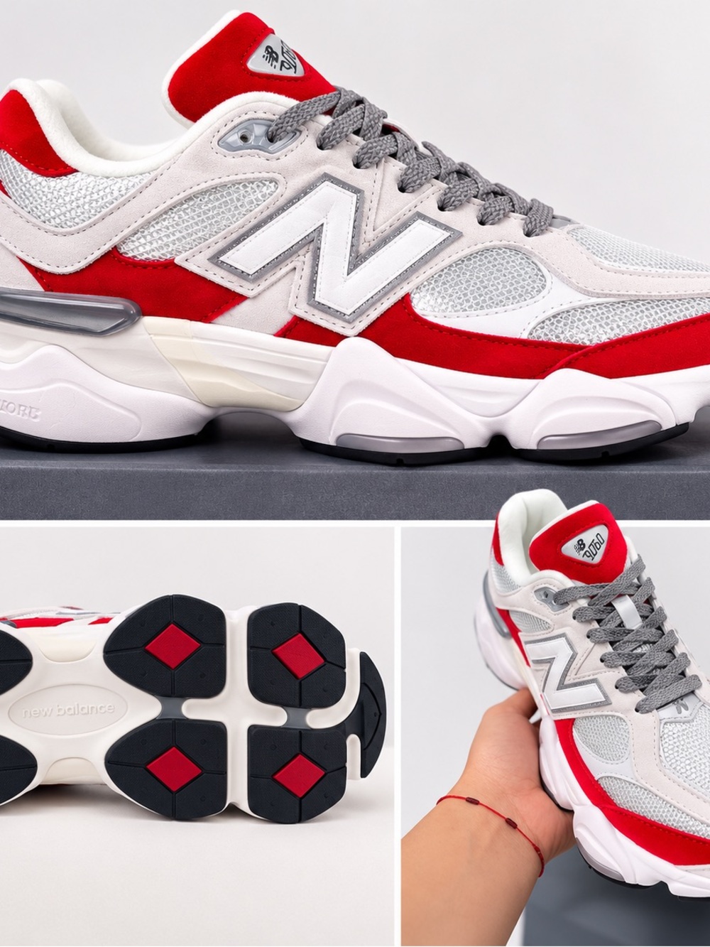 New Balance Men's Red, Gray & White Athletic Sneakers